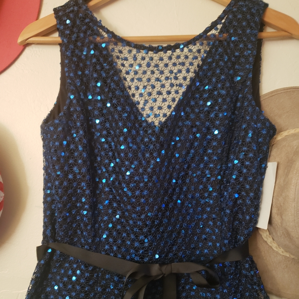 Alex Evenings sequin top with a black bow